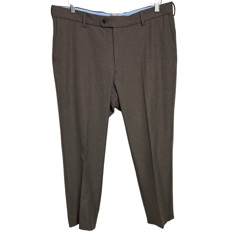 Peter Millar Dress Pants Men 36x26 Brown Flat Front Trousers Business Casual D04